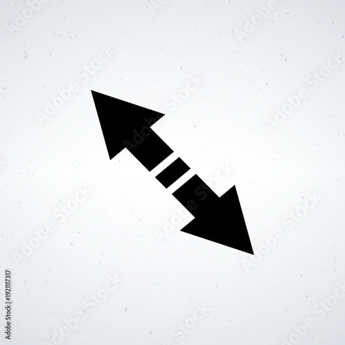 A black arrow pointing in two opposite directions on a white background