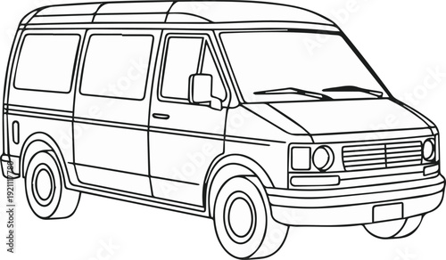 Delivery van front and side line drawing