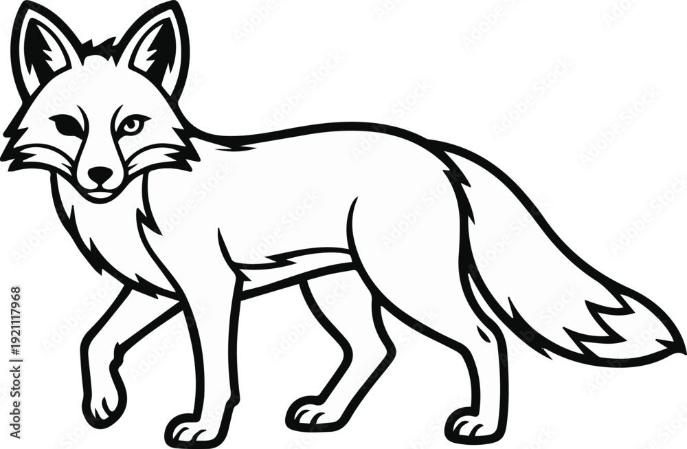 Naklejka premium Fox repeat pattern line art for textile