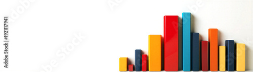 Colorful wooden blocks arranged in bar chart ascending order