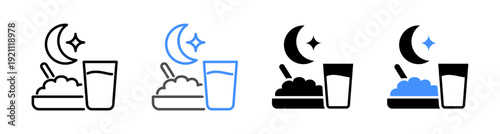 Suhoor Meal and Pre-Dawn Breakfast Icon Vector Illustration