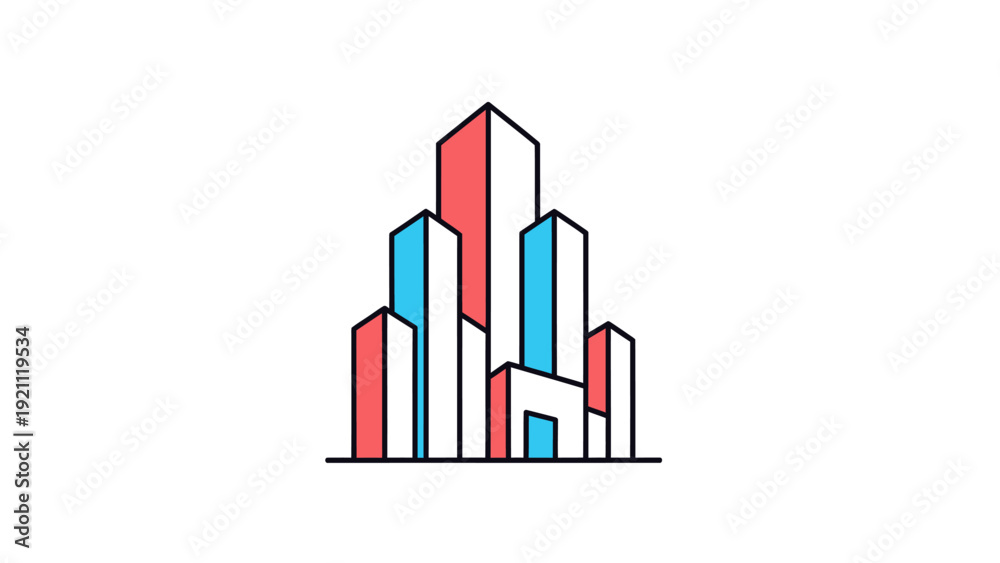 Fototapeta premium Modern Abstract Skyscraper Building Icon Design.