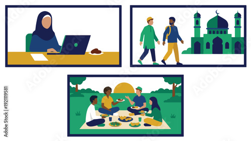 Muslim University Student Ramadan Campus Life Activity Set