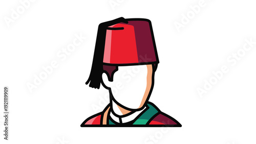 Man Wearing Traditional Red Fez Hat