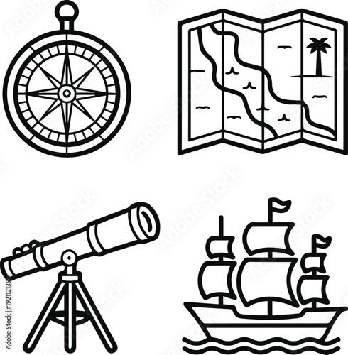 Telescope on tripod for sky and sea observation