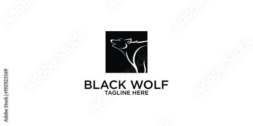 Creative black wolf silhoute logo design with modern concept premium vector