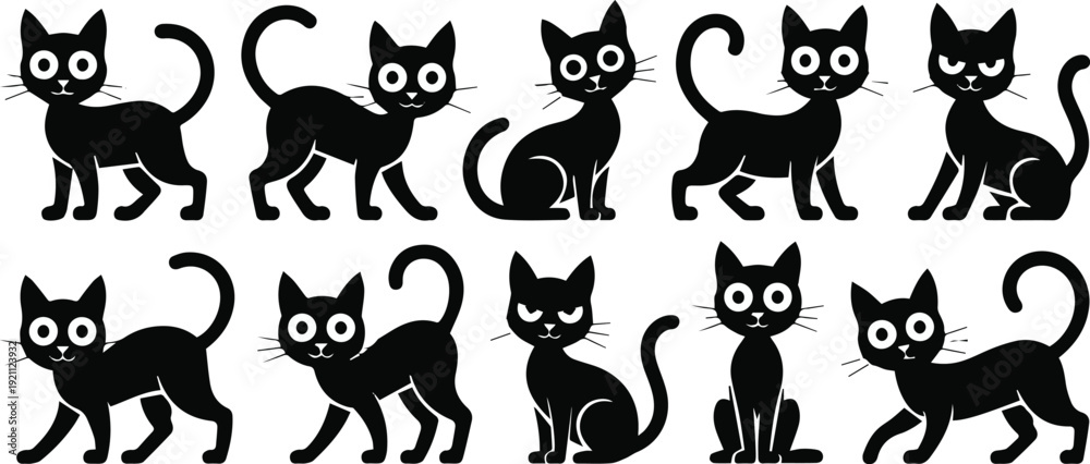 Fototapeta Cat behavior chart ten posture examples