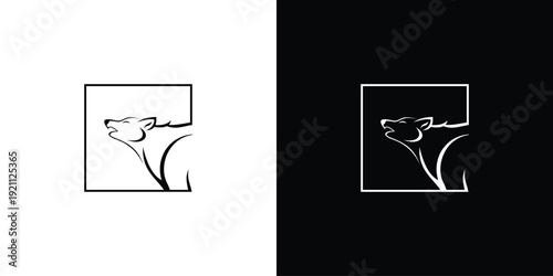 Creative black wolf silhoute logo design with modern concept premium vector