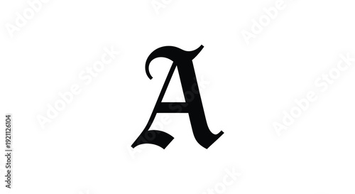 A striking black silhouette of a decorative capital a letterform against a plain white background silhouette high quality