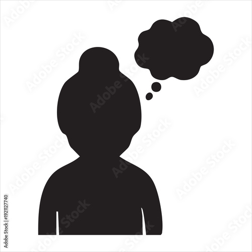Grandmother thinking silhouette icon vector flat design. Adobe Illustrator Artwork
