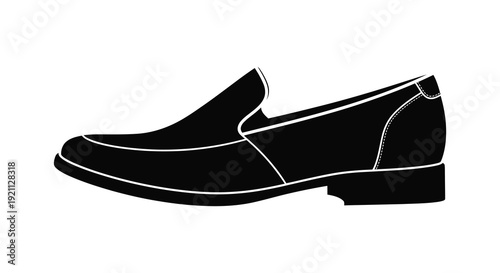 A stark black silhouette of a classic leather loafer showcasing elegant design and footwear style silhouette high quality