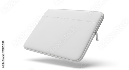 Minimalist White Laptop Sleeve Floating on a Clean White Background