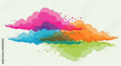 Vibrant Colorful Powder Clouds with Reflection.