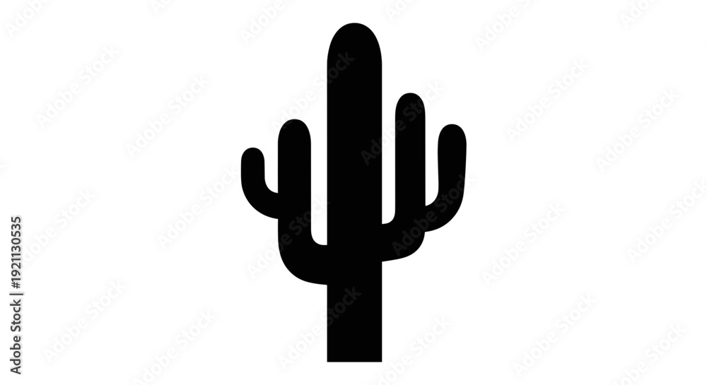 Obraz premium Simple Black Silhouette of Cactus Plant.