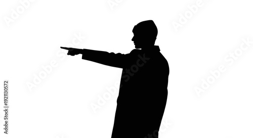 Man Silhouette Pointing with Index Finger.