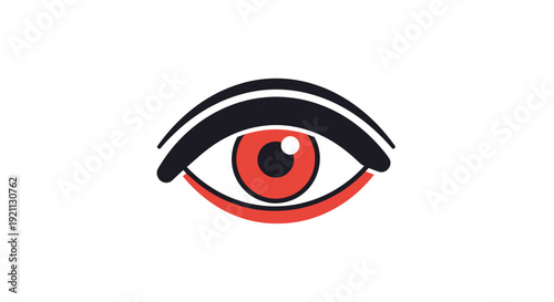 Red Eye with Black Eyebrow Illustration.