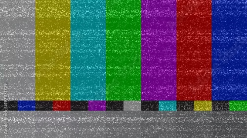 No Signal TV Static Background with Color Test Pattern and Noise Animation