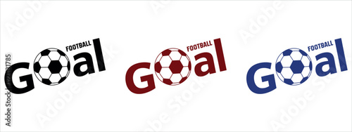 Football Goal Typography Logo with Soccer Ball for Sports Tournament and Championship Vector Illustration.