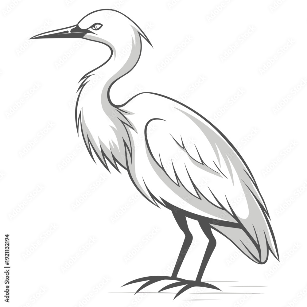 Fototapeta premium Elegant Egret Bird Standing Gracefully.