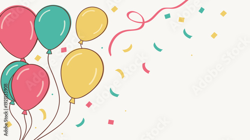 Gemini said

Colorful party balloons background featuring a vector illustration of a festive celebration with happy birthday confetti and a gift box frame for a holiday greeting card invitation