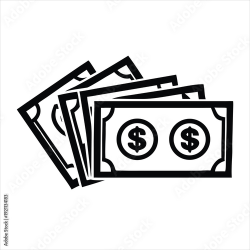 A stack of united states dollar bills is prominently displayed in black