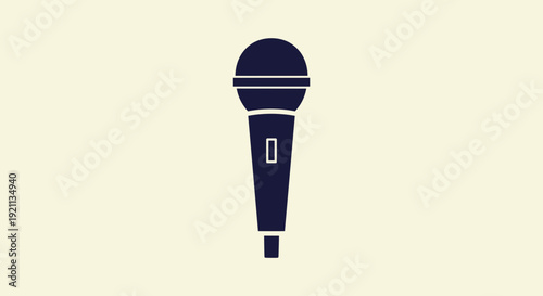 Dark Blue Microphone on White Background.