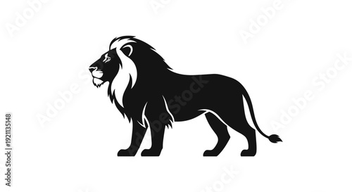 Black Silhouette of a Lion Standing.