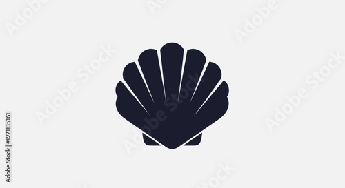 Black Shell Icon on White Background.