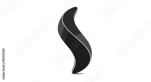 Black Curved Object with White Edge.