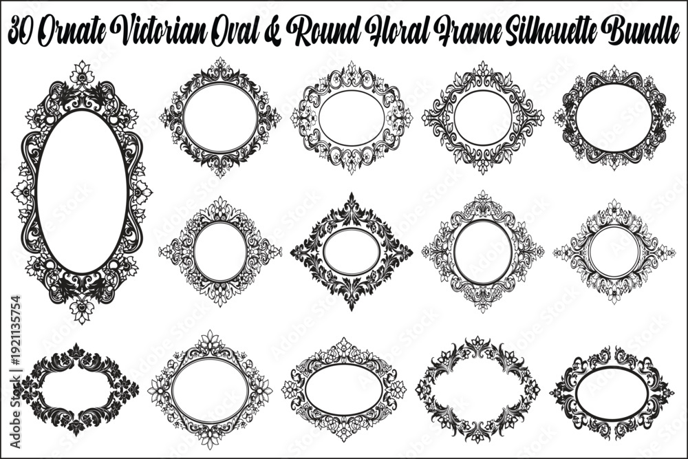 Obraz premium Victorian Floral Frames SVG Bundle