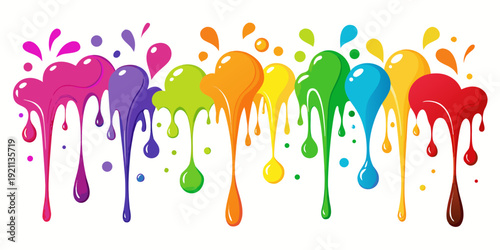 rainbow paint dripping splatter colorful vector illustration design and isolated on white background.