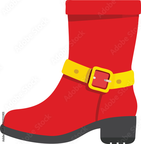 A brightly colored isolated image of a single red rain boot high quality