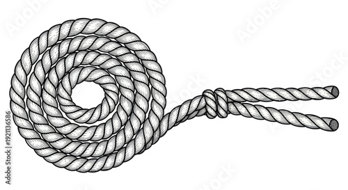 Rolled Rope Coil with Knot and Ends