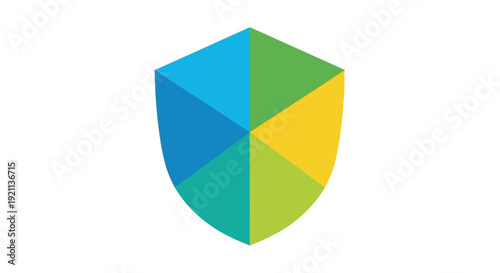 Vibrant geometric shield icon, symbolizing robust digital security, data protection, and online safety for modern technology platforms and applications. An abstract safeguard against threats