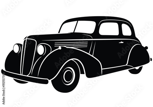 Classic vintage car silhouette icon on white background vector illustration for web design