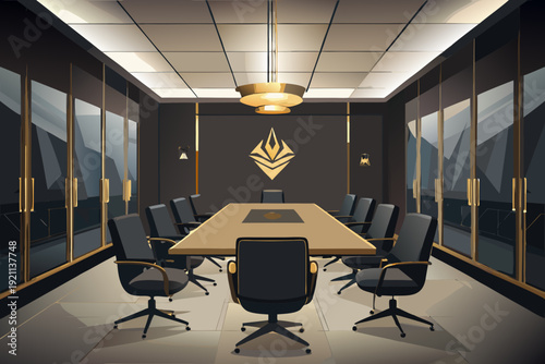 Luxury modern conference room with sleek furniture and elegant lighting