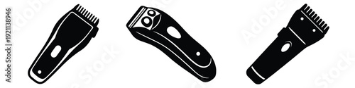 Electric hair clipper trimmer icon set, Electric Hair Clipper Icon Illustration, Professional Barber Trimmer Silhouette