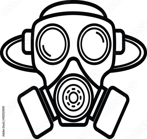 Black and white gas mask illustration