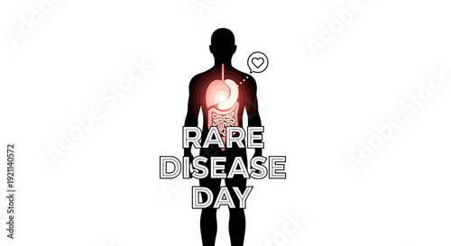 Illustration of a person with a highlighted brain and heart on Rare Disease Day for health awareness and medical research.