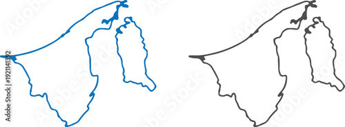Brunei Map Outline Vector Illustration - High-Resolution Minimalist Geographic Silhouette of Brunei Darussalam for Education, Travel, and Graphic Design Projects