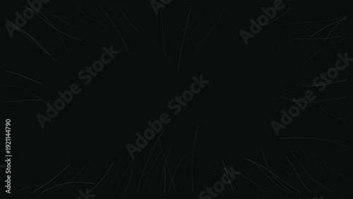 Flow lines and fiber optics with glowing light trails on dark background, abstract motion of dynamic lines in minimalist composition