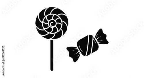 Black and white candies depicted in a striking silhouette