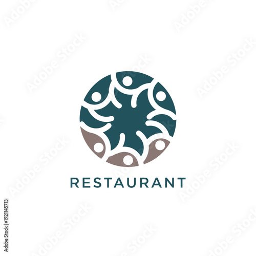 Fish logo for restaurant illustration with circular emblem and aquatic elements design