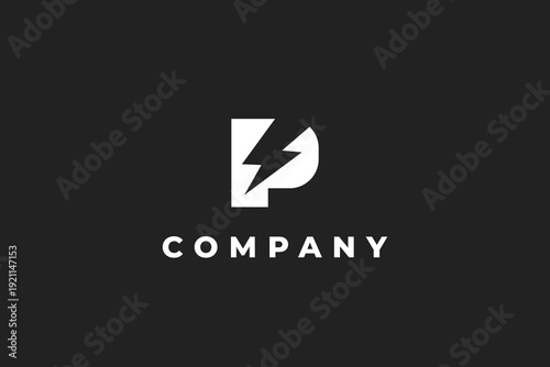 modern letter p with integrated lightning bolt logo