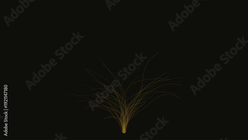 Flowing light trails of golden fiber optics glowing in isolated dark background, dynamic motion effect, vibrant and dramatic lighting