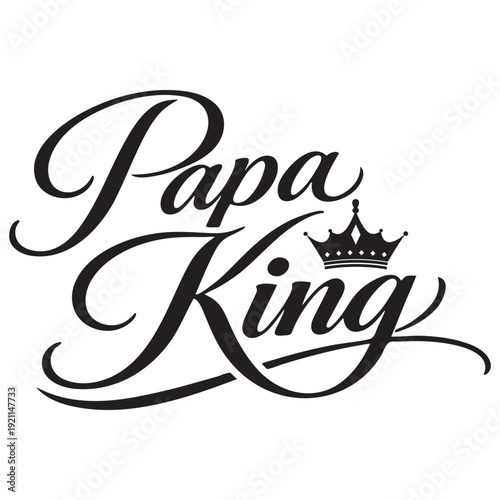 Papa King cursive logo with crown design for regal branding