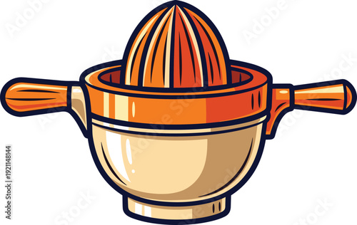 Manual citrus juicer tool for fresh orange or lemon juice preparation isolated on transparent background