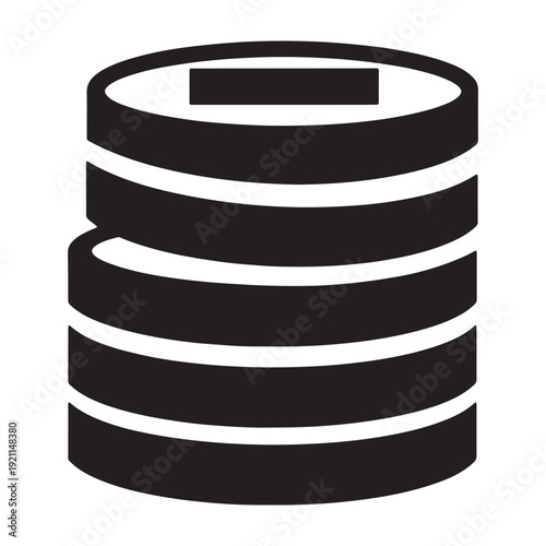 Black cylindrical object icon isolated on transparent background