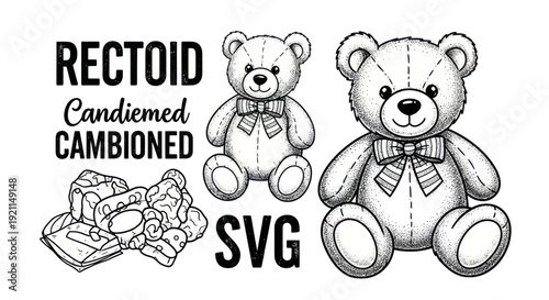 Hand Drawn Teddy Bear Illustration with Candies - Vector Art