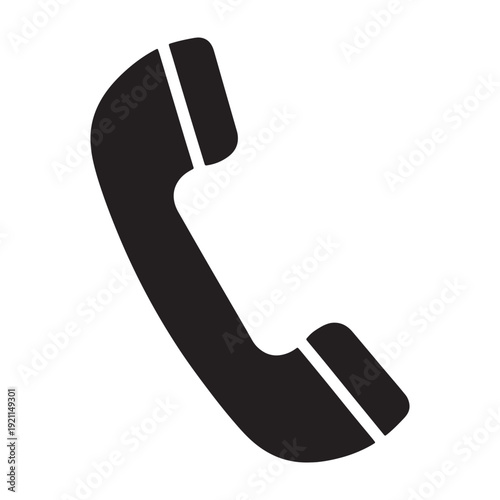 Black telephone receiver icon isolated on white background